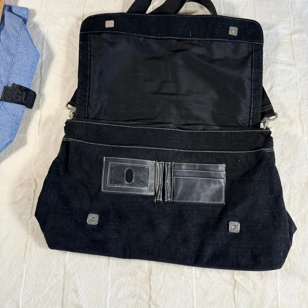 Tommy Hilfiger Vintage Cross Body Black Suade Messenger Bag